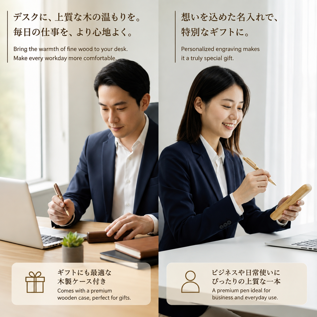 名入れ 木製ボールペン＆木製ケースセット 誕生日 記念品 ギフト プレゼント