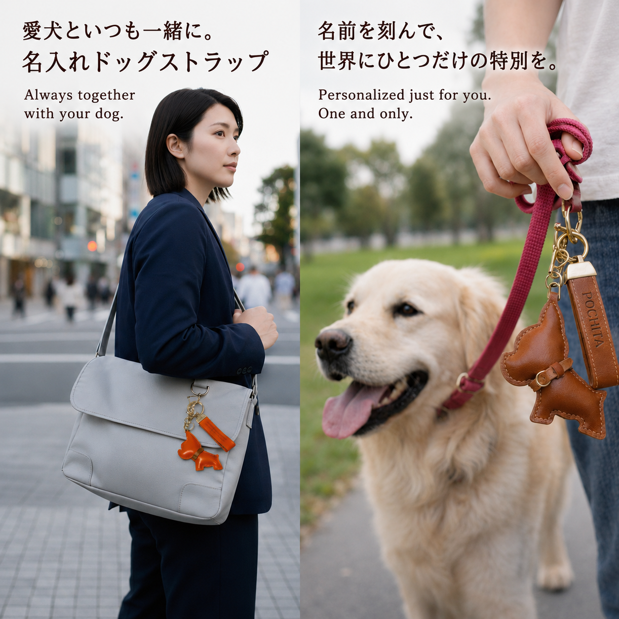 名入れ 犬 キーホルダー PUレザー ドッグチャーム付き オーダーメイド キーリング ペット好き ギフト
