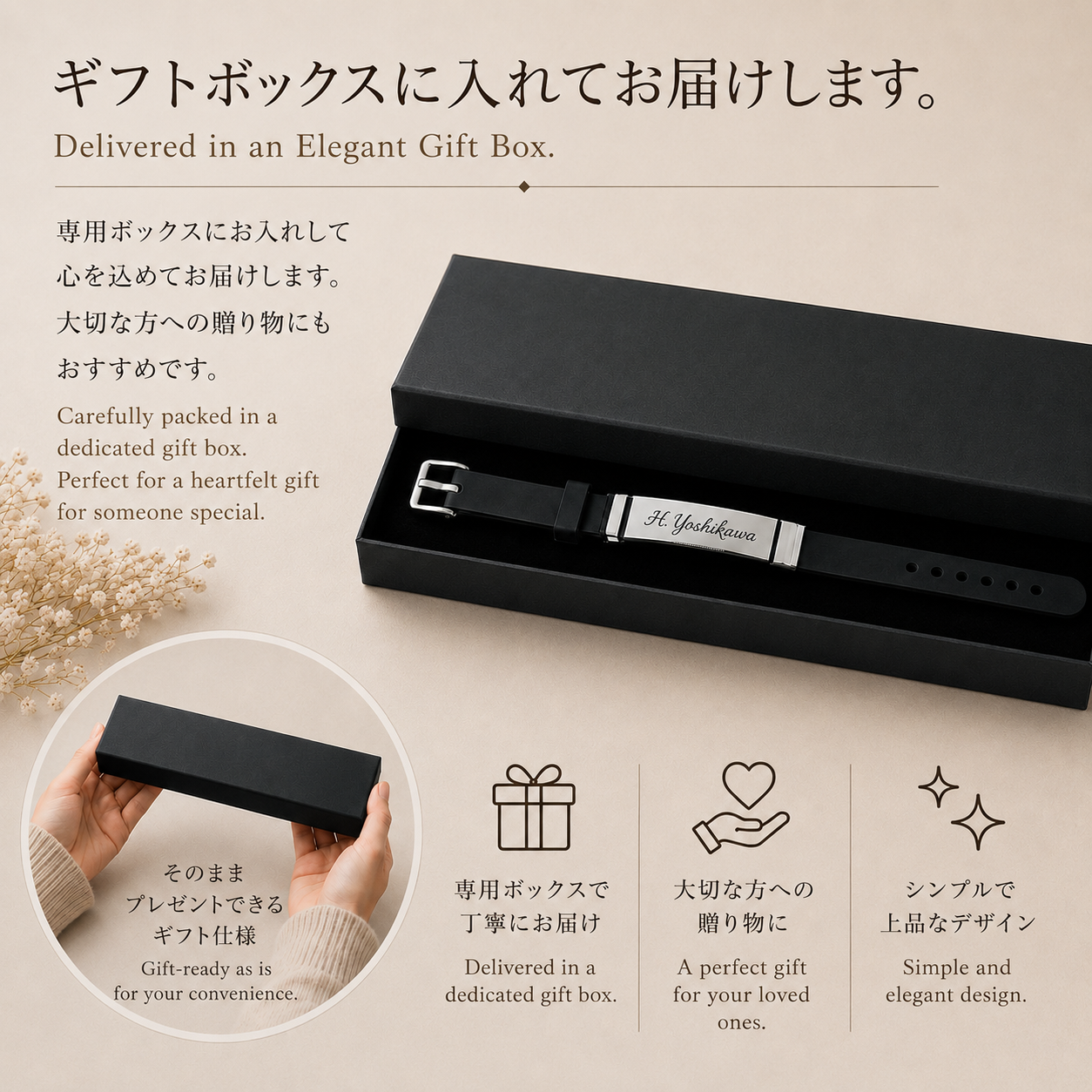 名入れ シリコンブレスレット ステンレス プレート メンズ レディース ギフト