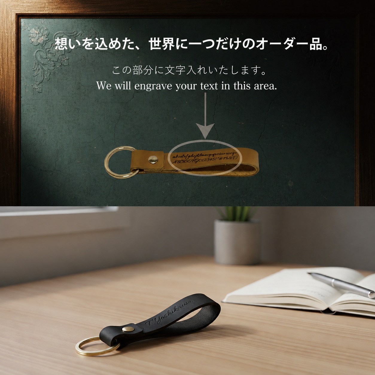 名入れ 本革 ループキーホルダー 牛革 キーリング レザーキーホルダー メンズ レディース ギフト